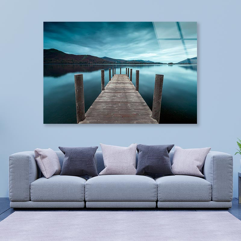 Derwent Water Jetty, Lake Acrylic Glass Print Tempered Glass Wall Art 100% Made in Australia Ready to Hang - Bella Home Decor