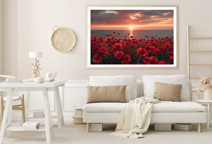 Stunning Sunset over a Sea Of Red Poppies Home Decor Premium Quality Poster Print Choose Your Sizes - Bella Home Decor