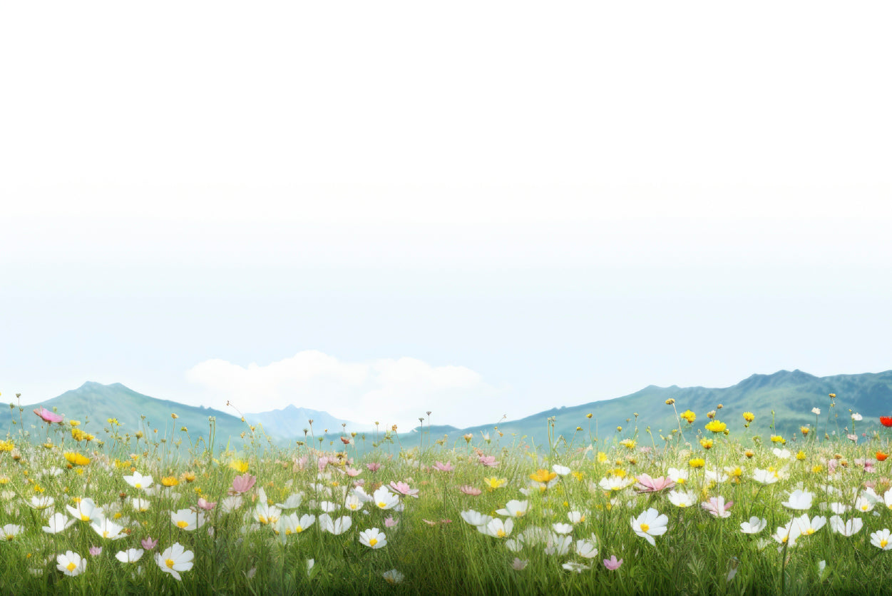 Flower Meadow Grassland with Mountains Home Decor Premium Quality Poster Print Choose Your Sizes - Bella Home Decor