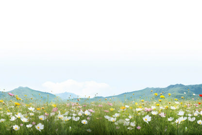 Flower Meadow Grassland with Mountains Home Decor Premium Quality Poster Print Choose Your Sizes - Bella Home Decor