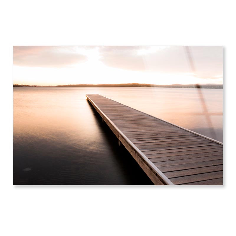 Wooden Pier On Sunrise View Acrylic Glass Print Tempered Glass Wall Art 100% Made in Australia Ready to Hang