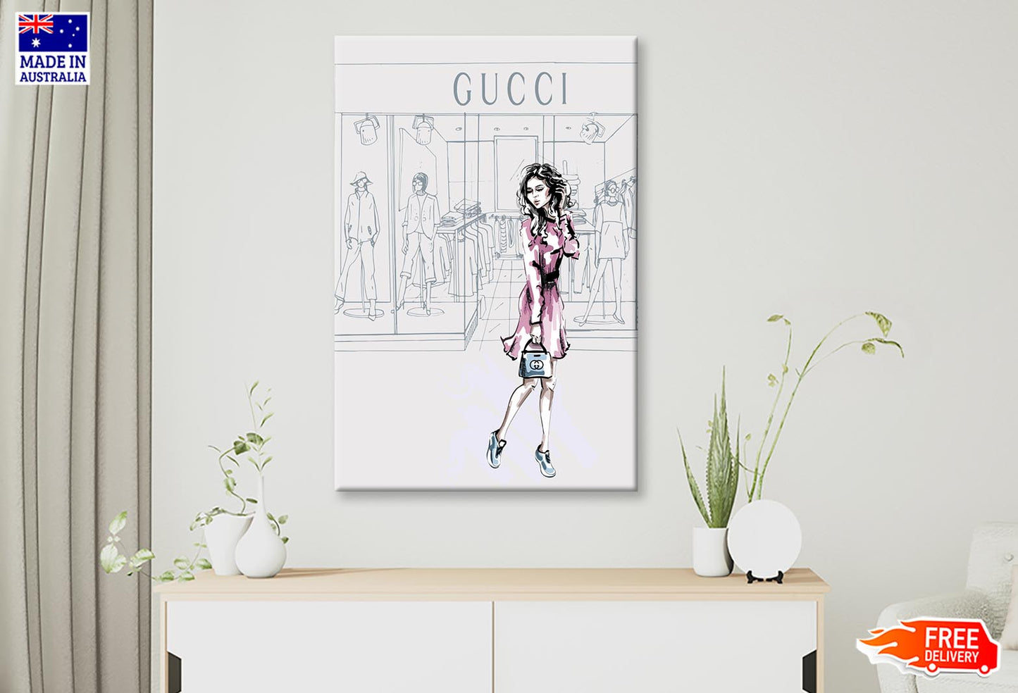 Modern Pink Lady Fashion Store Wall Art Limited Edition High Quality Print