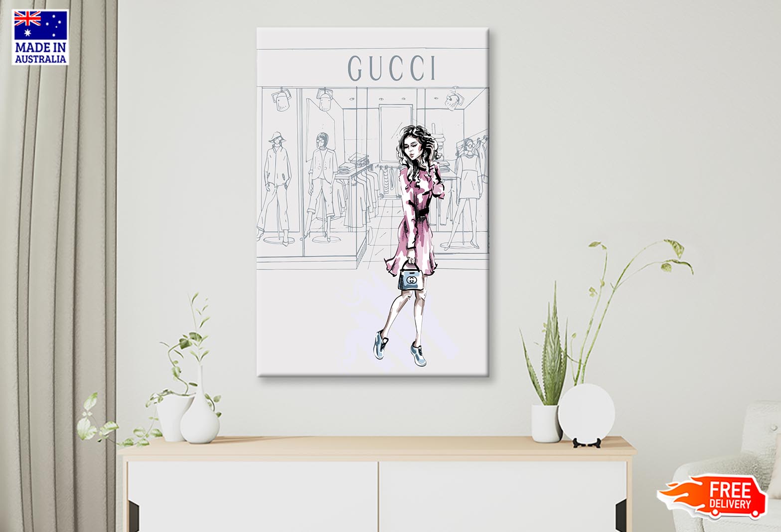 Modern Pink Lady Fashion Store Wall Art Limited Edition High Quality Print