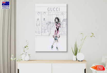 Modern Pink Lady Fashion Store Wall Art Limited Edition High Quality Print