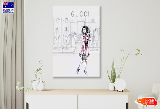 Modern Pink Lady Fashion Store Wall Art Limited Edition High Quality Print