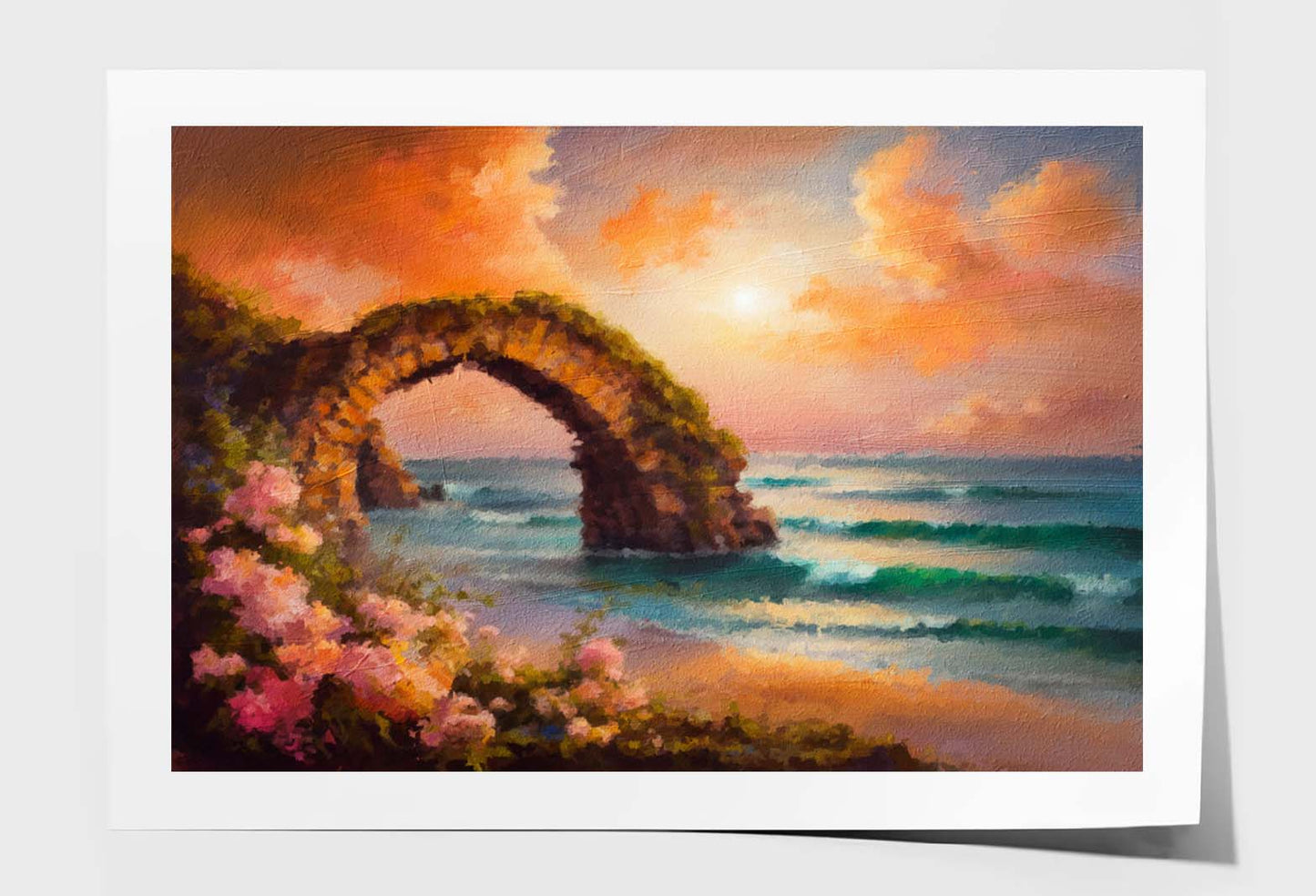 Arch near The Sea, Flowers Wall Art Limited Edition High Quality Print