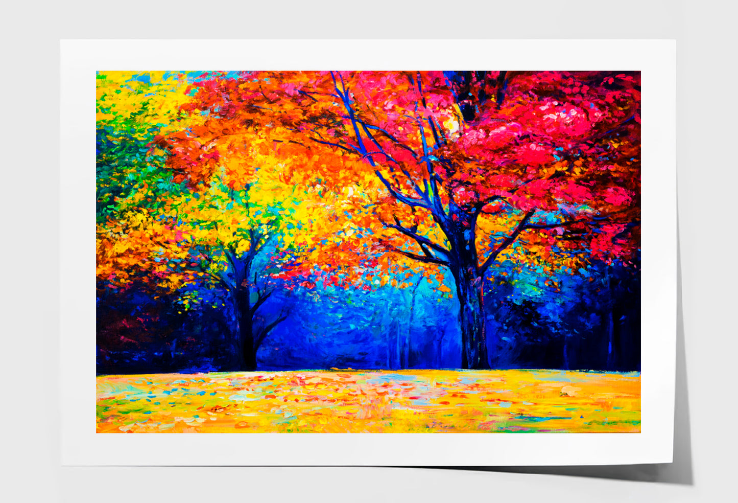 Autumn Tree Forest Oil Painting Wall Art Limited Edition High Quality Print Unframed Roll Canvas None