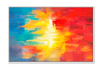 Yellow & Red Colorful Abstract Oil Painting Wall Art Limited Edition High Quality Print Canvas Box Framed White