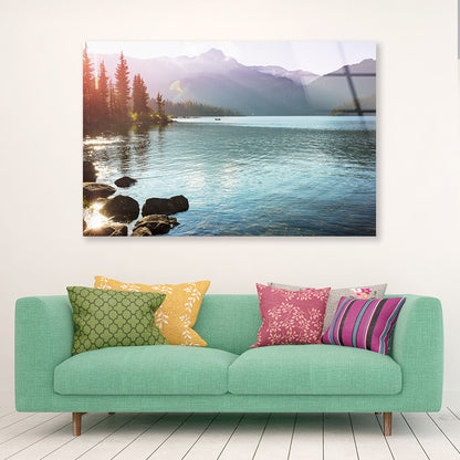 Blue Lake in Canada Acrylic Glass Print Tempered Glass Wall Art 100% Made in Australia Ready to Hang