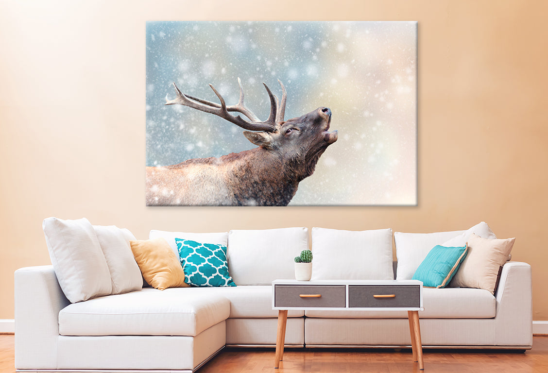 Deer in Snow Winter Wonderland Wall Art Decor 100% Australian Made - Bella Home Decor