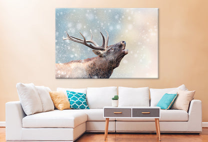 Deer in Snow Winter Wonderland Wall Art Decor 100% Australian Made - Bella Home Decor