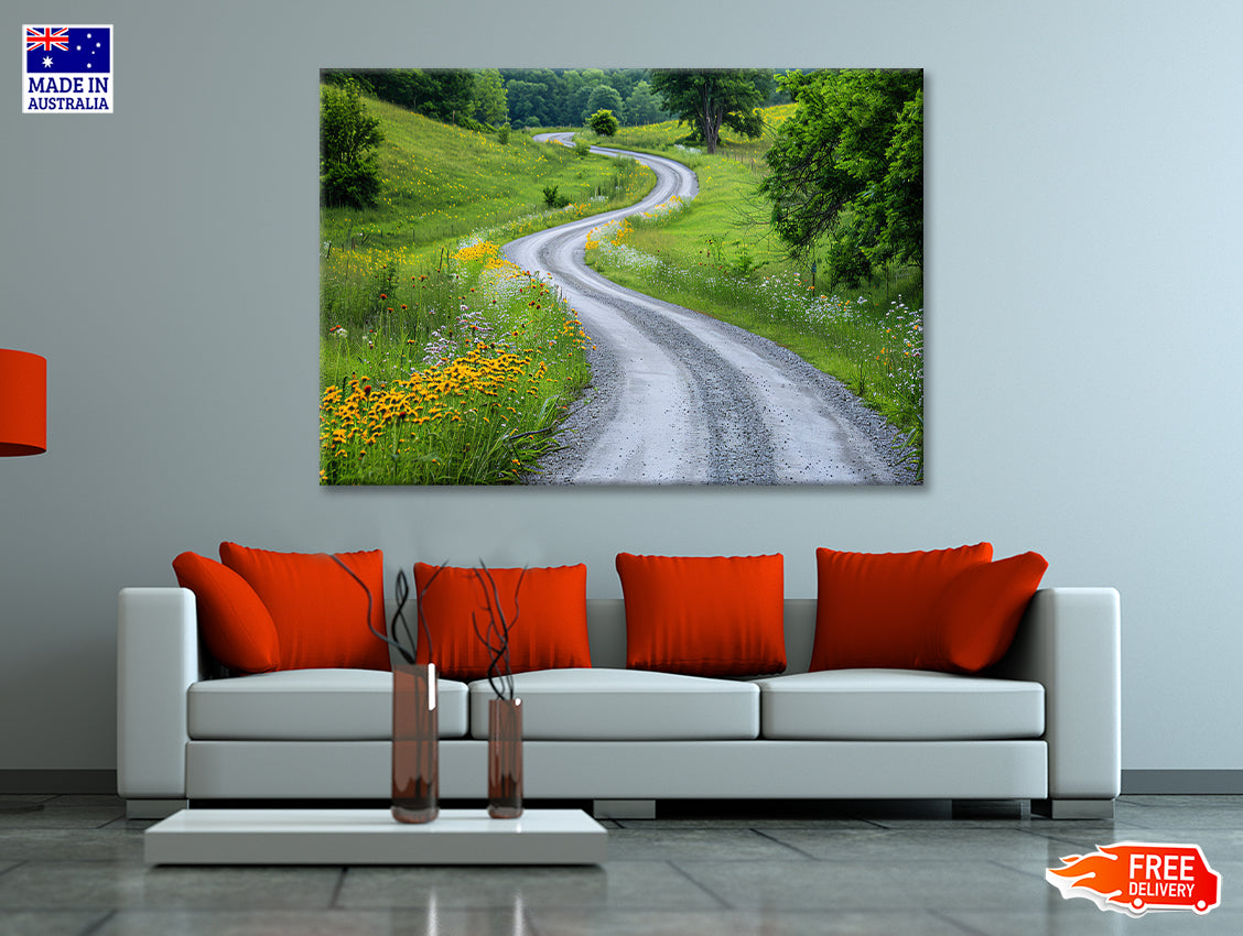 Road with Flowers & Trees Print 100% Australian Made - Bella Home Decor
