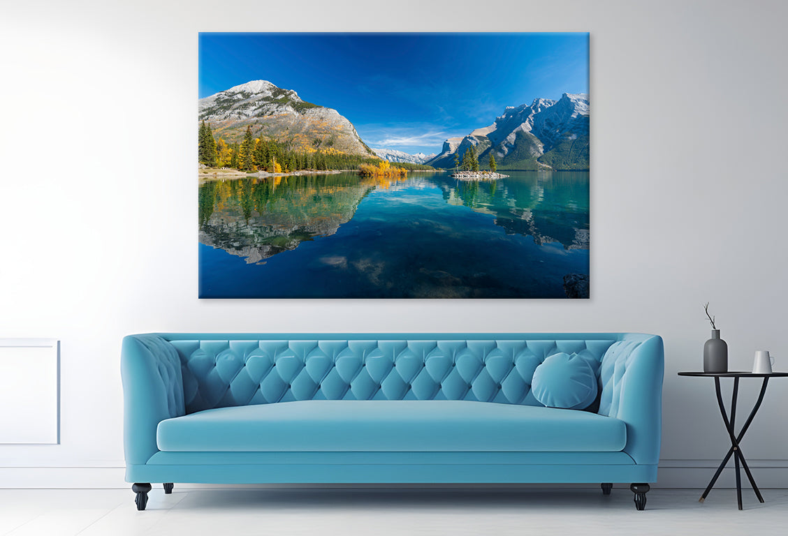 Banff Park Lake Minnewanka Autumn Wall Art Decor 100% Australian Made
