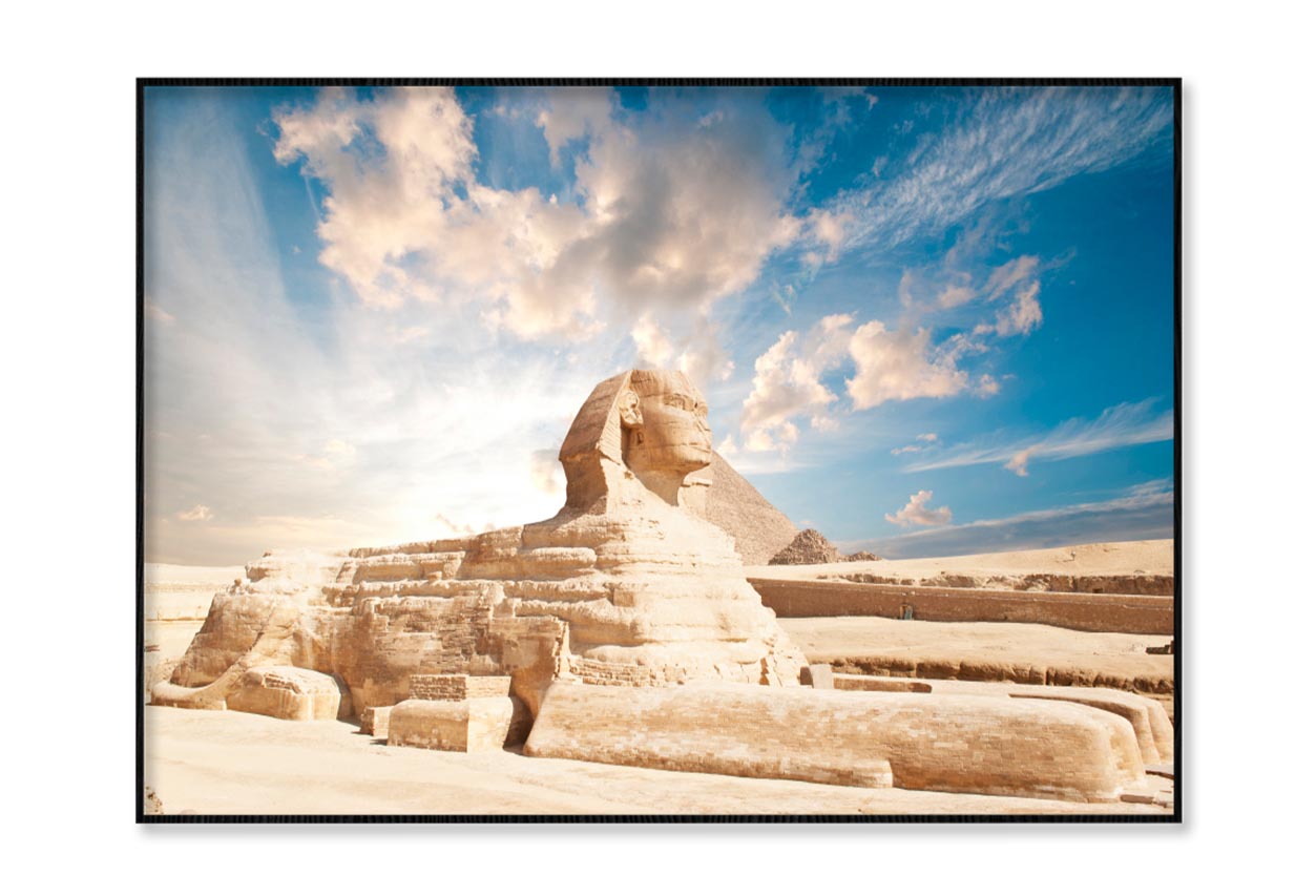 Sphinx Statue in Front of a Pyramid, Egypt Home Decor Premium Quality Poster Print Choose Your Sizes - Bella Home Decor