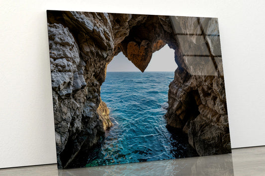 Sea Cave with Water View Acrylic Glass Print Tempered Glass Wall Art 100% Made in Australia Ready to Hang - Bella Home Decor