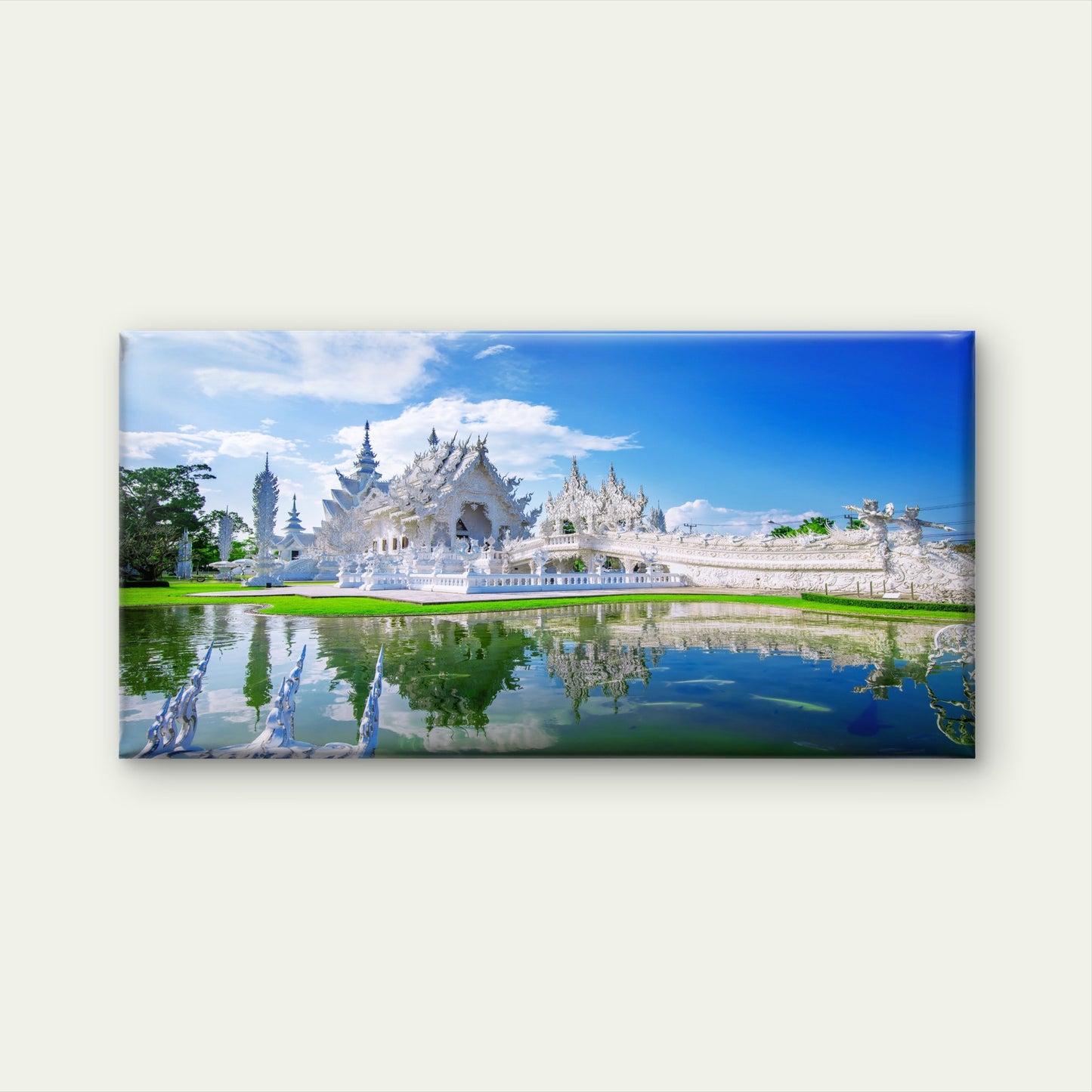 Wat Rong Khun White Temple Chiang Rai Thailand Wall Art Canvas Office Home Room Framed 120x60cm