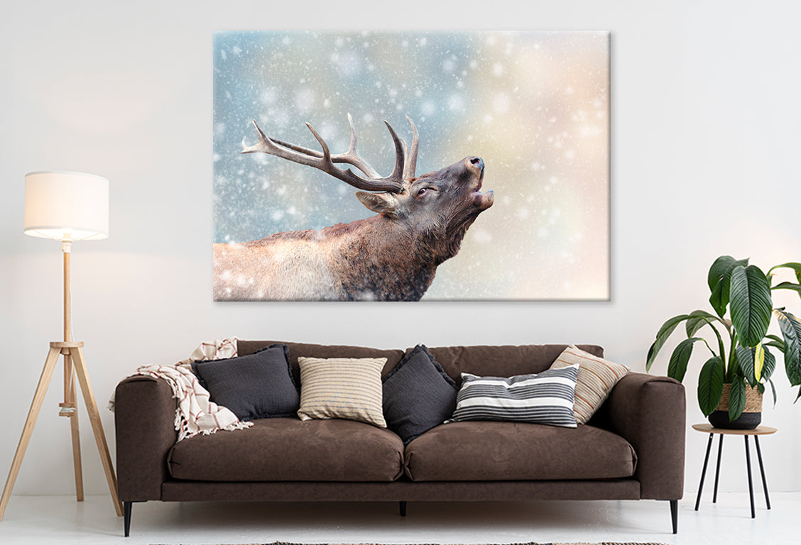 Deer in Snow Winter Wonderland Wall Art Decor 100% Australian Made - Bella Home Decor