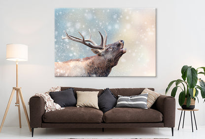 Deer in Snow Winter Wonderland Wall Art Decor 100% Australian Made - Bella Home Decor