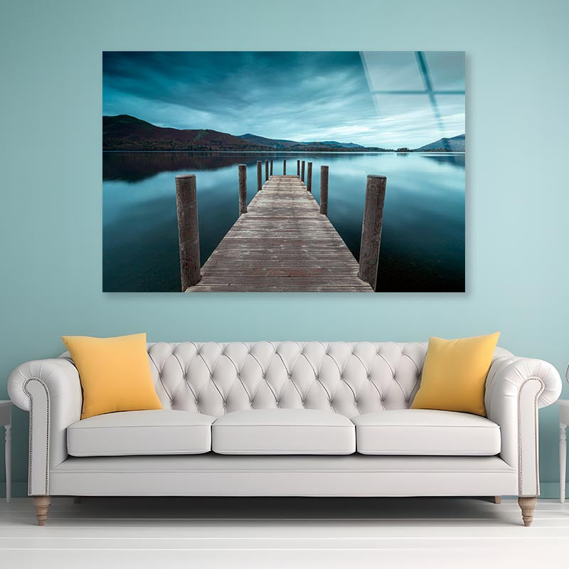 Derwent Water Jetty, Lake Acrylic Glass Print Tempered Glass Wall Art 100% Made in Australia Ready to Hang - Bella Home Decor