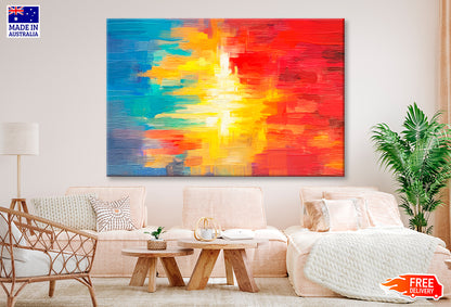 Yellow & Red Colorful Abstract Oil Painting Wall Art Limited Edition High Quality Print