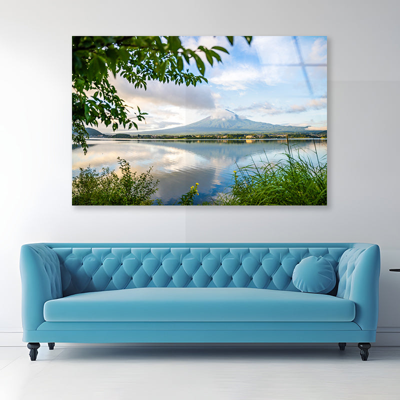 Mount Fuji and Lake Kawaguchi Acrylic Glass Print Tempered Glass Wall Art 100% Made in Australia Ready to Hang - Bella Home Decor