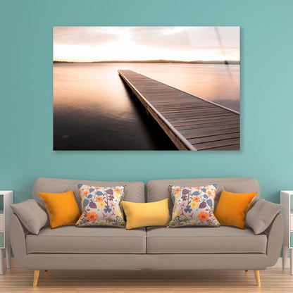 Wooden Pier On Sunrise View Acrylic Glass Print Tempered Glass Wall Art 100% Made in Australia Ready to Hang