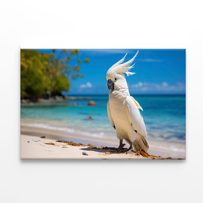 White Cockatoo Bird in Seashore Print 100% Australian Made - Bella Home Decor