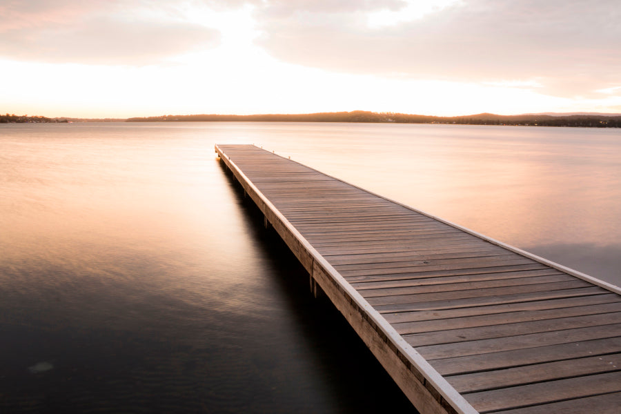 Wooden Pier On Sunrise View Acrylic Glass Print Tempered Glass Wall Art 100% Made in Australia Ready to Hang