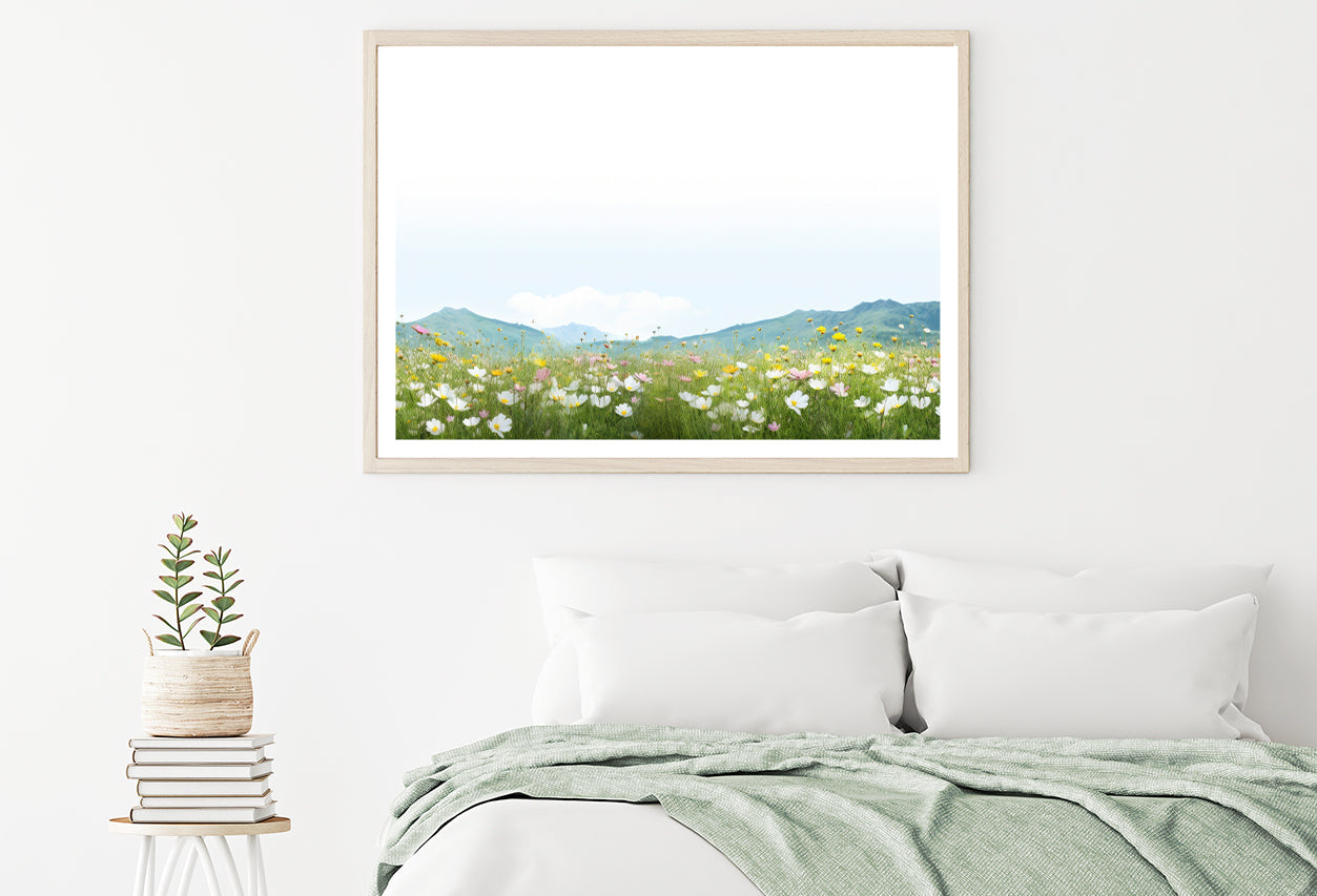 Flower Meadow Grassland with Mountains Home Decor Premium Quality Poster Print Choose Your Sizes - Bella Home Decor