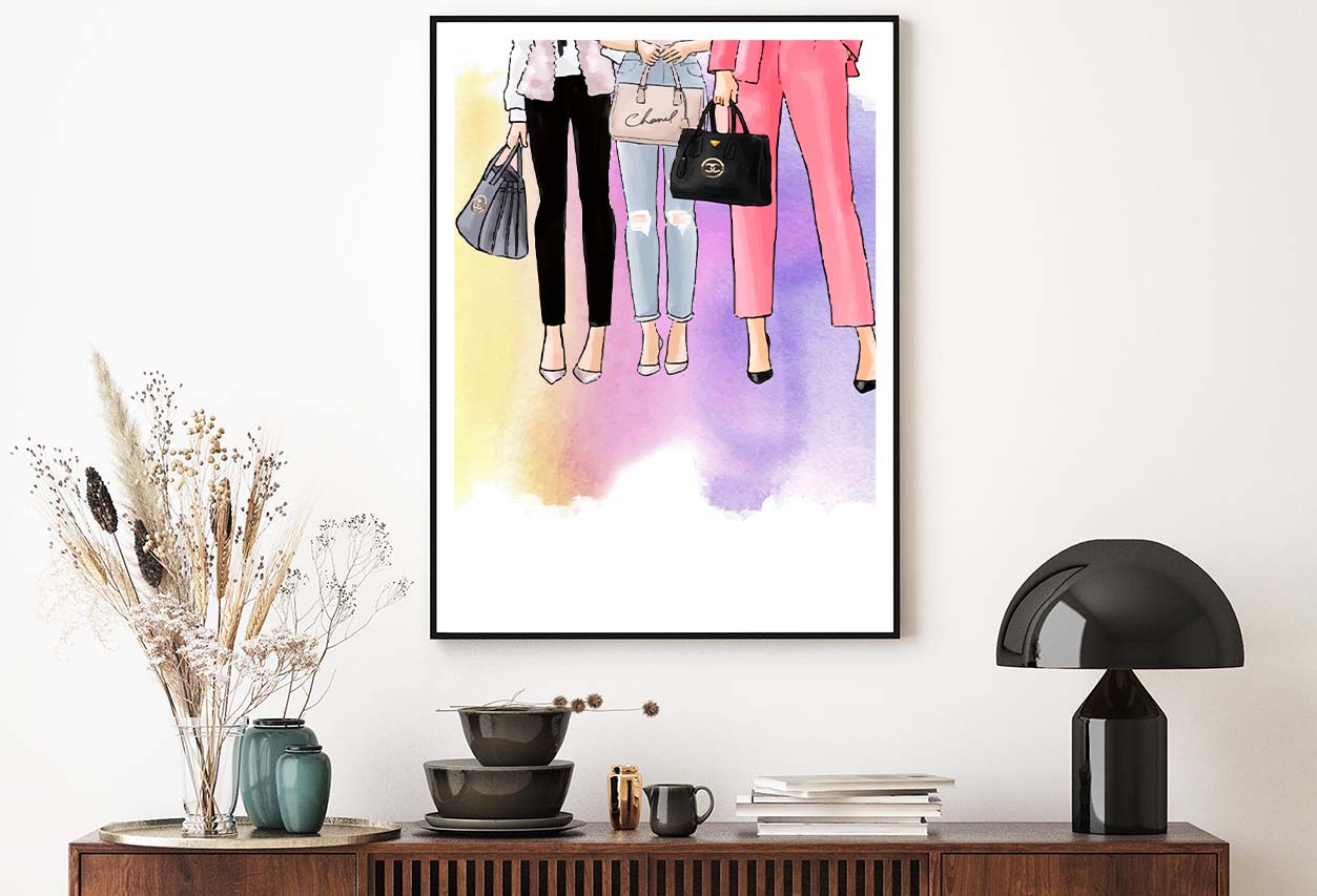 Fashion Women with Elegant Handbags Design Home Decor Premium Quality Poster Print Choose Your Sizes