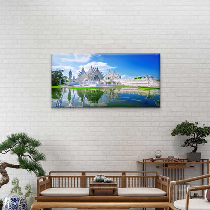 Wat Rong Khun White Temple Chiang Rai Thailand Wall Art Canvas Office Home Room Framed 120x60cm