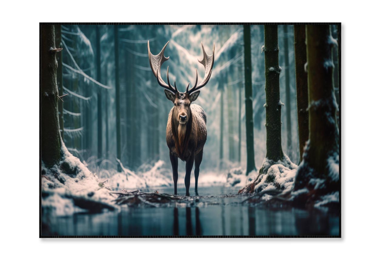 Moose In the Snow Forest Home Decor Premium Quality Poster Print Choose Your Sizes