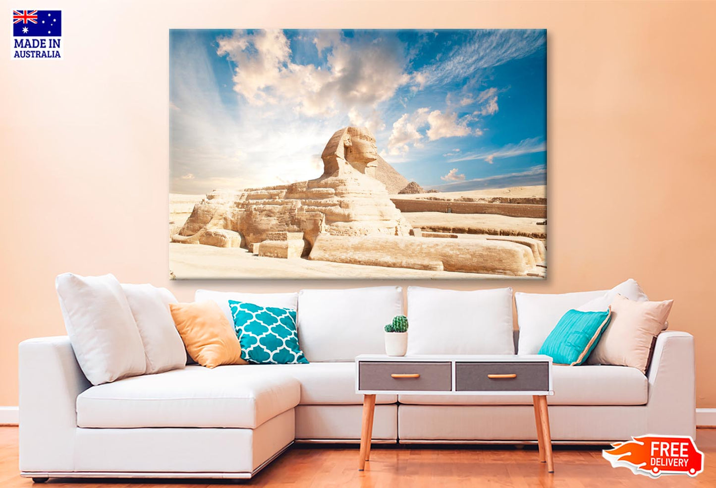 Sphinx Statue in Front of a Pyramid, Egypt Wall Art Decor 100% Australian Made - Bella Home Decor