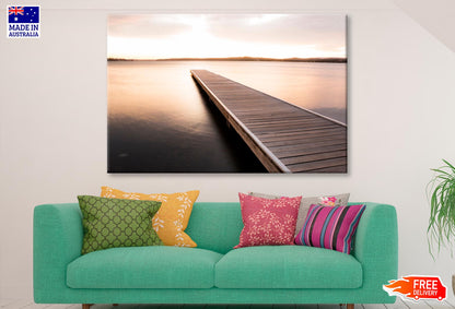 Wooden Pier On Sunrise View  Wall Art Decor 100% Australian Made