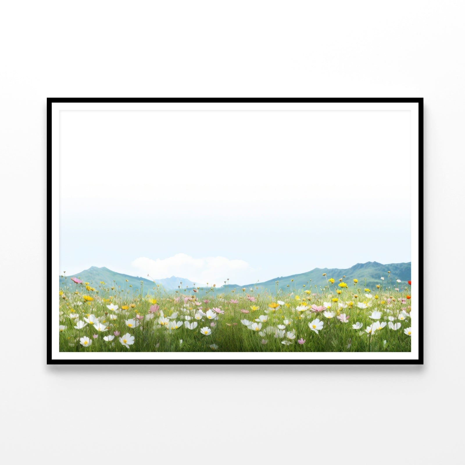 Flower Meadow Grassland with Mountains Home Decor Premium Quality Poster Print Choose Your Sizes - Bella Home Decor