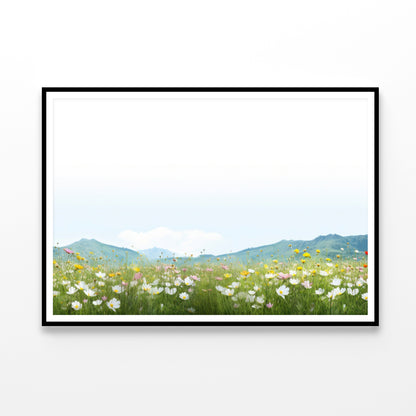 Flower Meadow Grassland with Mountains Home Decor Premium Quality Poster Print Choose Your Sizes - Bella Home Decor