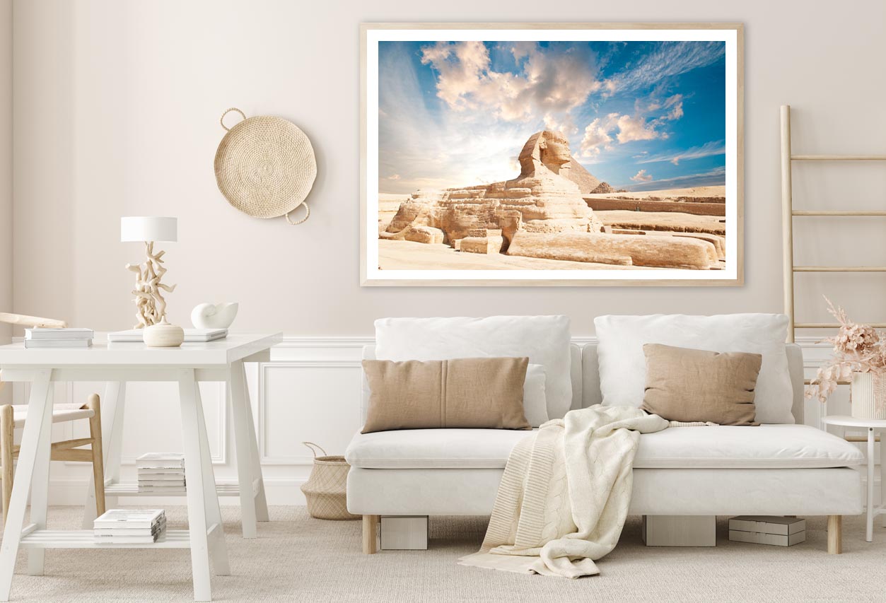 Sphinx Statue in Front of a Pyramid, Egypt Home Decor Premium Quality Poster Print Choose Your Sizes - Bella Home Decor