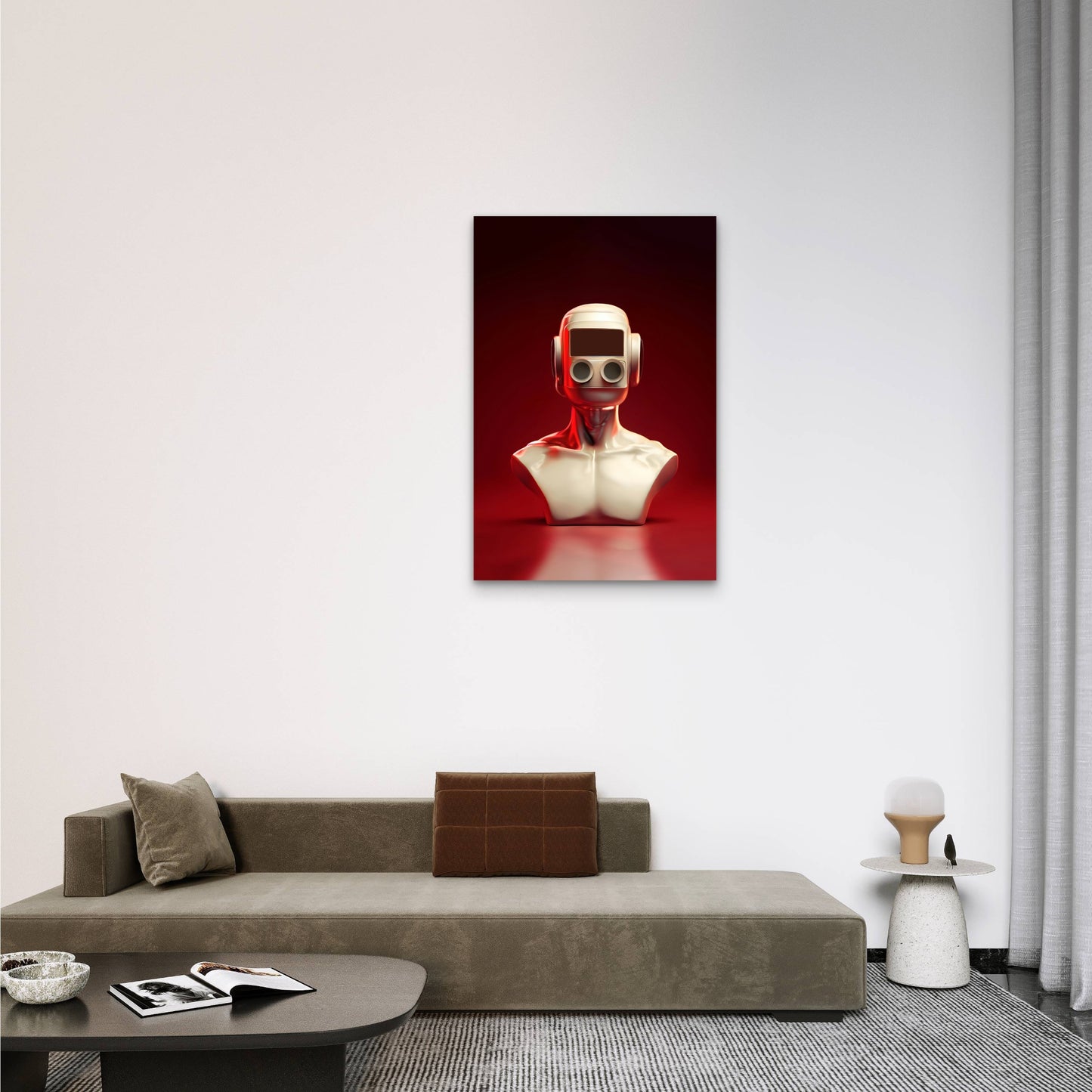 Futuristic Robot Head 40x60cm Metal Print Ready to Hang