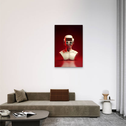 Futuristic Robot Head 40x60cm Metal Print Ready to Hang