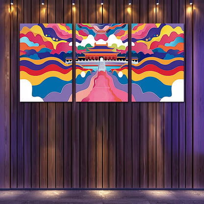3pcs Chinese Style Illustration Wall Art Set Canvas Framed 40x60cm - High Quality Print 100% Australian Made Wall Canvas Ready to Hang - Bella Home Decor