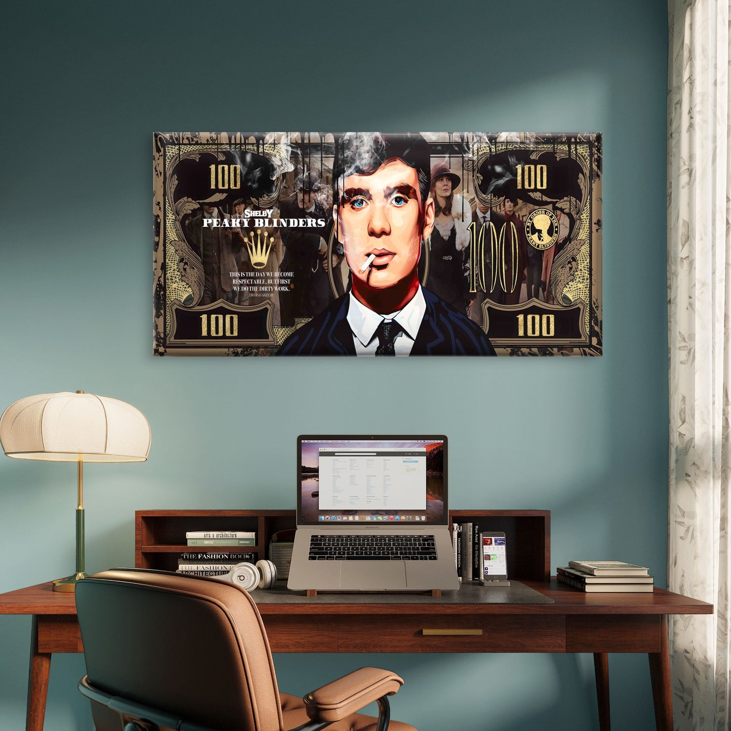 Criminal Money Print Wall Art Canvas Office Home Room Framed 120x60cm - Bella Home Decor