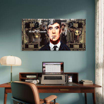 Criminal Money Print Wall Art Canvas Office Home Room Framed 120x60cm - Bella Home Decor