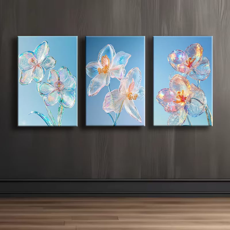 3pcs Luxurious Flowers under the Sky Wall Art Set Canvas Framed 40x60cm - High Quality Print 100% Australian Made Wall Canvas Ready to Hang