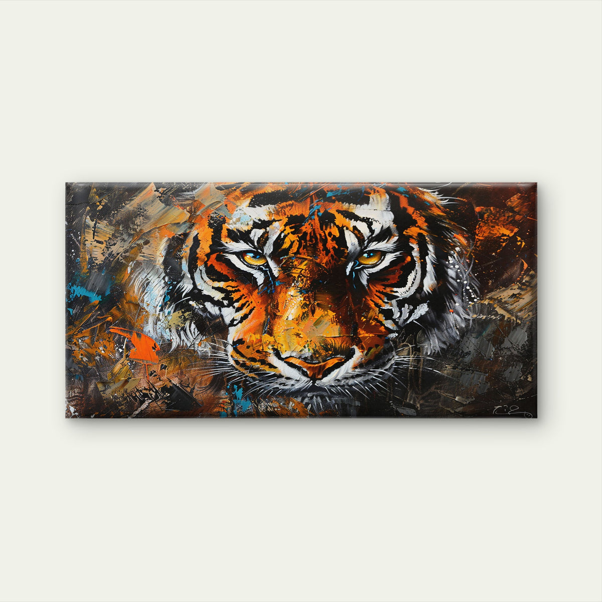 Eyes Of The Hunter Tiger Wall Art Canvas Office Home Room Framed 120x60cm