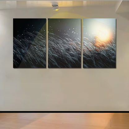 3pcs Crazy Grass Design Wall Art Set Canvas Framed 50x70cm - High Quality Print 100% Australian Made Wall Canvas Ready to Hang - Bella Home Decor