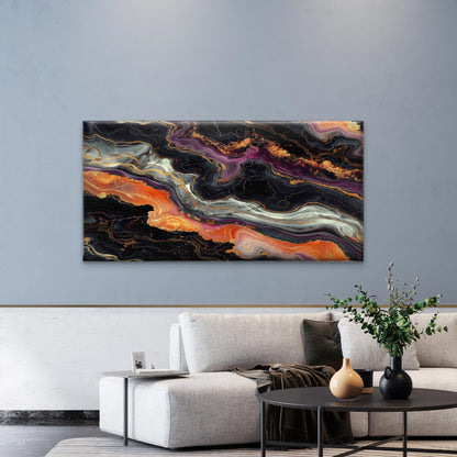 Abstract Black Purple Gold Swir Wall Art Canvas Office Home Room Framed 120x60cm