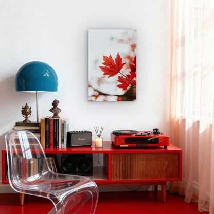 Vibrant Red Maple Leaf 40x60cm Metal Print Ready to Hang