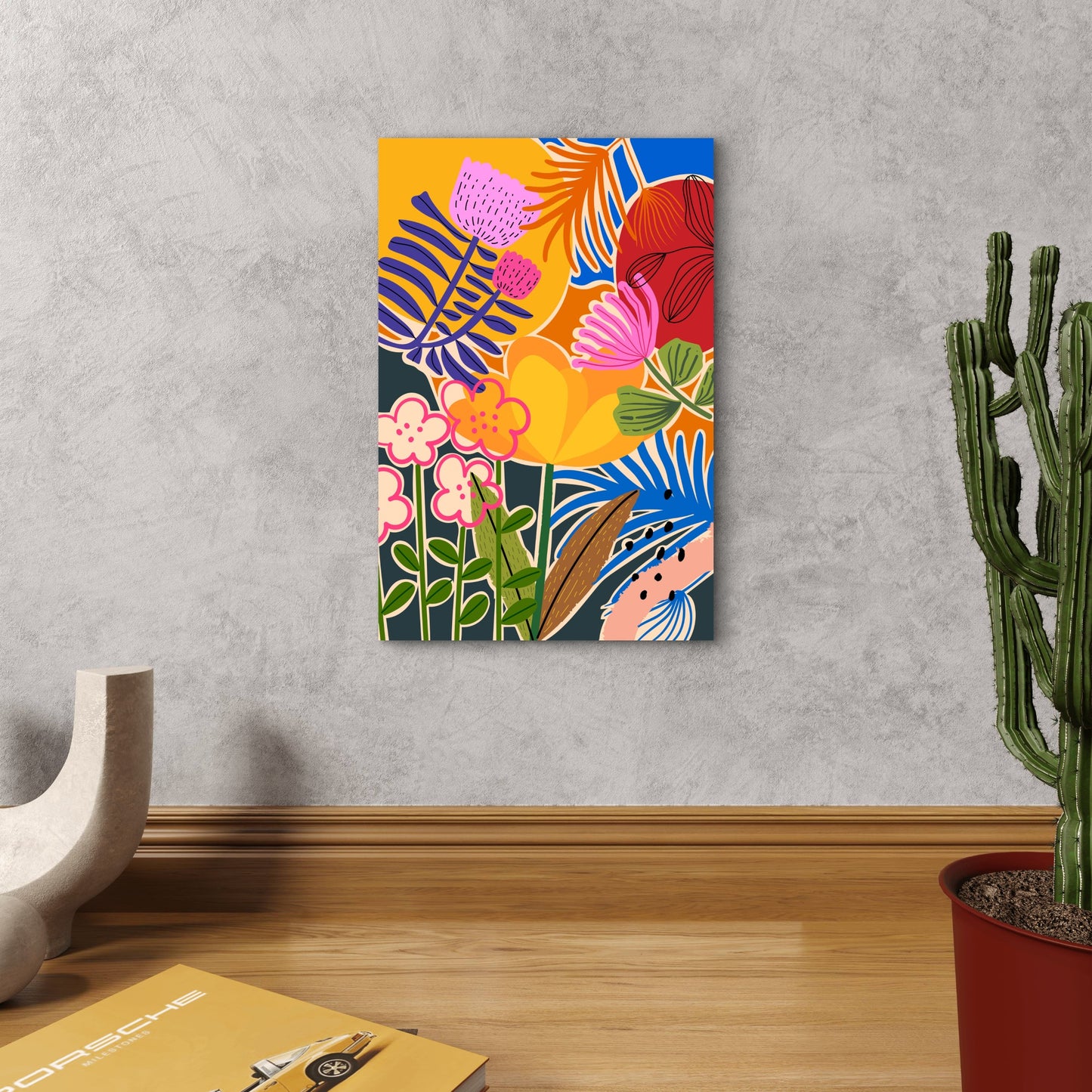 Vibrant Abstract Floral Art 60x90cm Metal Print Ready to Hang