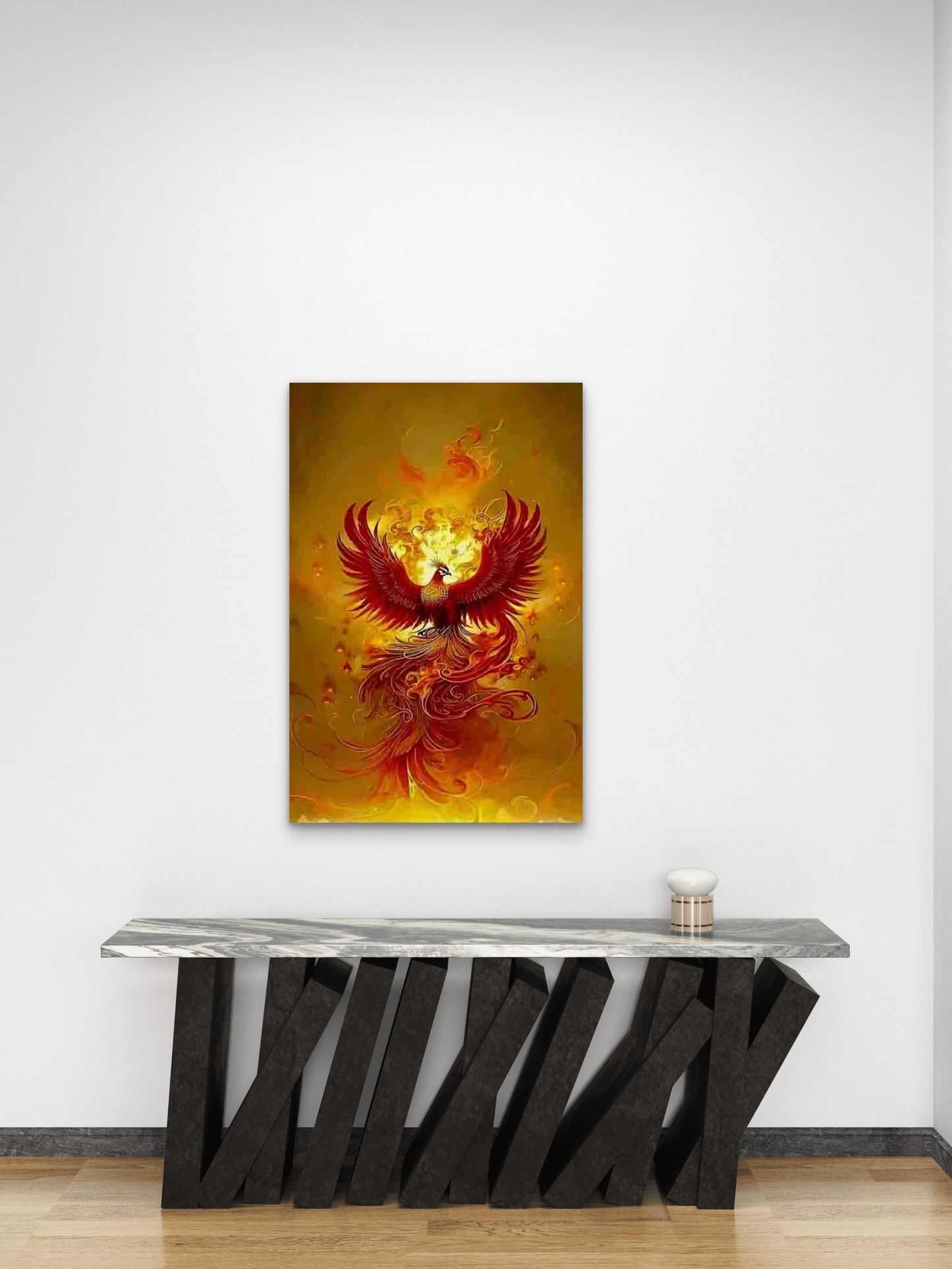 Flaming Phoenix in Glory 60x90cm Metal Print Ready to Hang