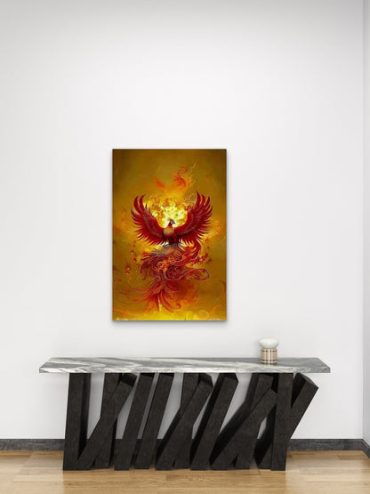 Flaming Phoenix in Glory 60x90cm Metal Print Ready to Hang